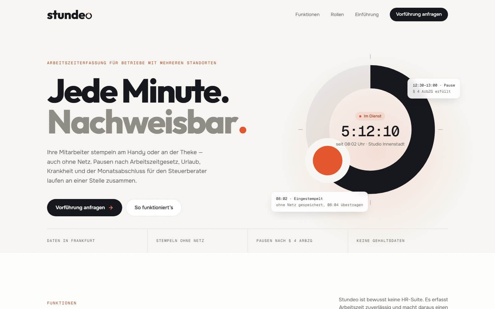 Stundeo: Startseite