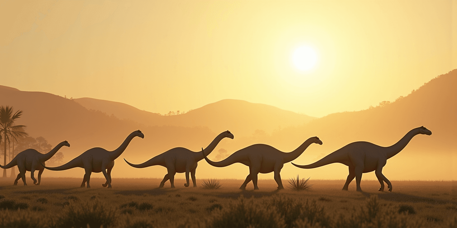 Brontosaurus-Herde in weiter Landschaft
