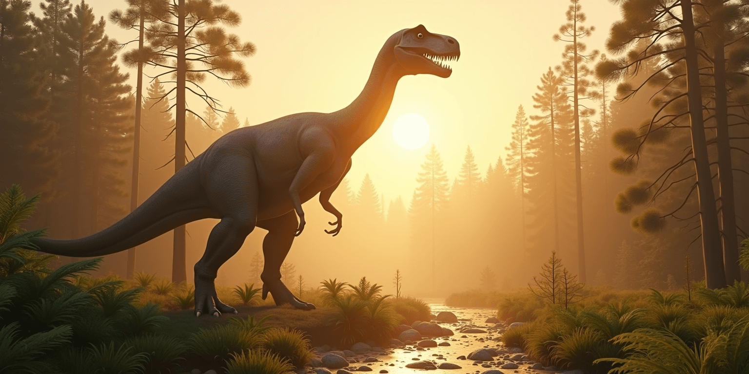 Mächtiger Tyrannosaurus Rex in einem sonnigen Tal