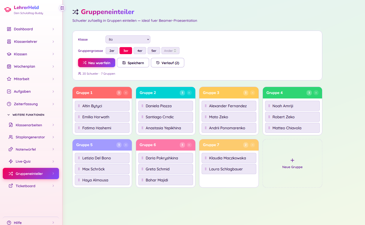 Sitzplan-Editor mit Drag-and-Drop